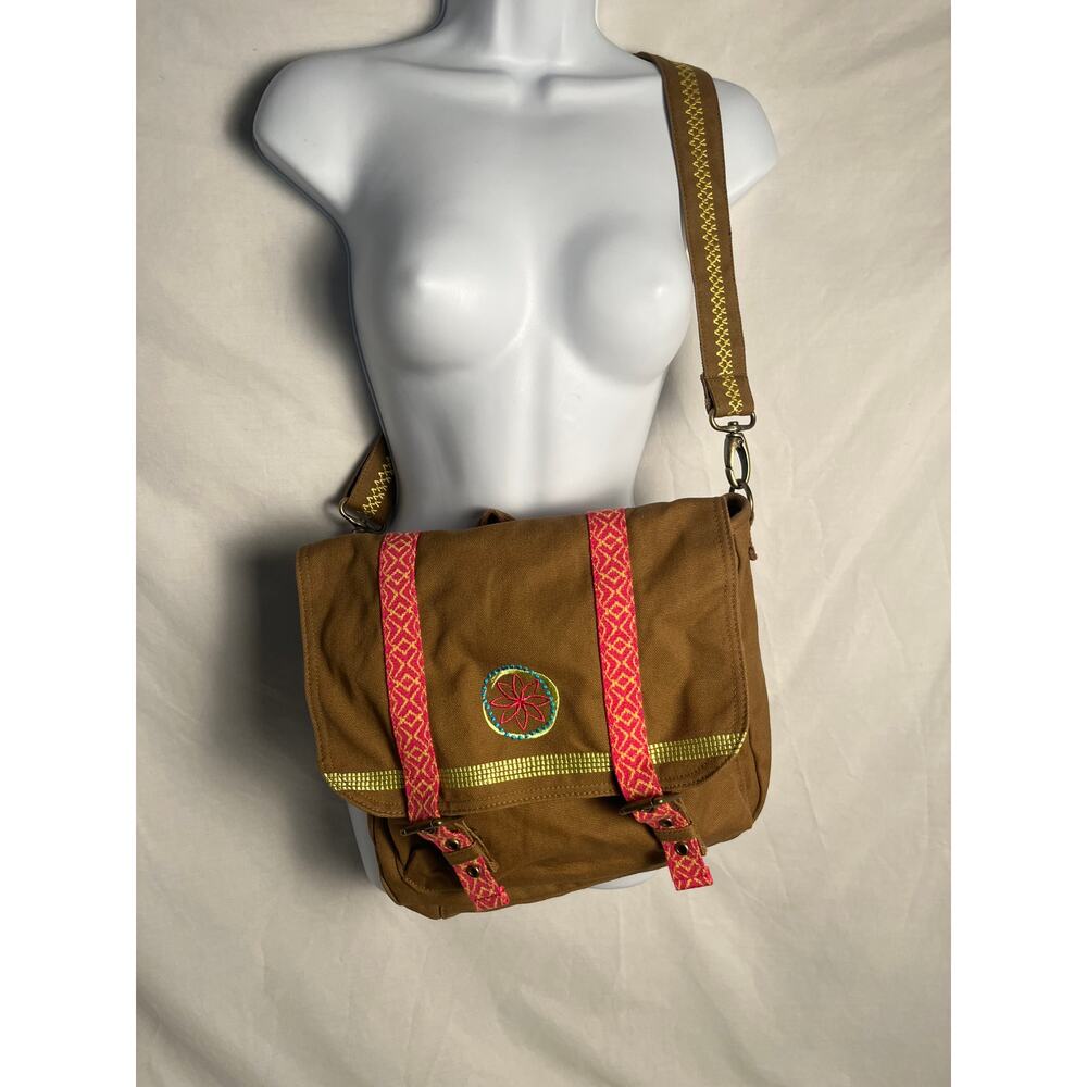 American Girl Messenger Bag Tan Pink Straps Crossbody Adjustable Girls Tote